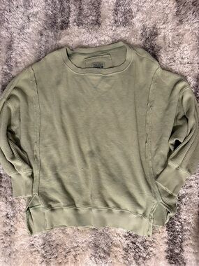 American Eagle Outfitters Light Olive Green Waffle Knit Pullover